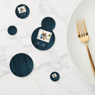 Blue Wooden Photo Bridal Shower Confetti