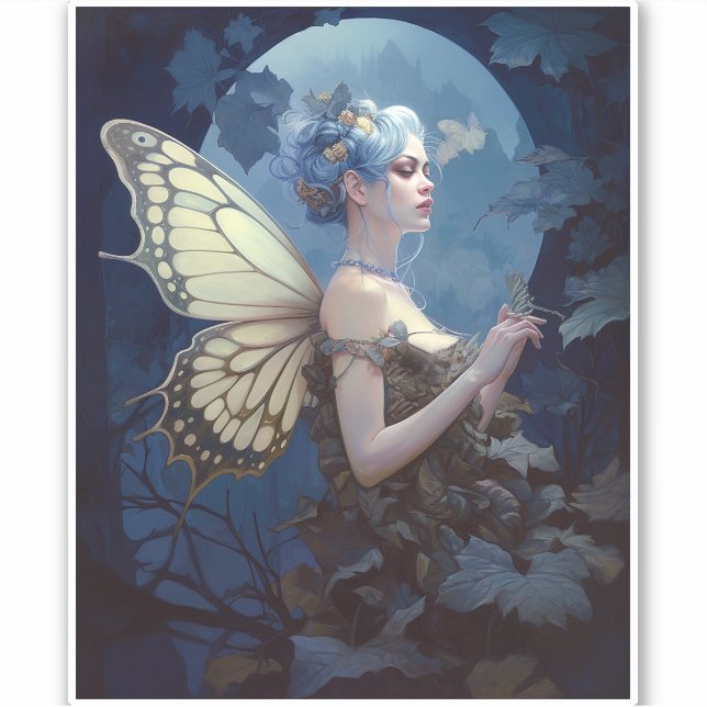 Blue Woodland Fairy Fantasy Art (Front)