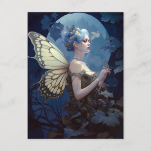 Blue Woodland Fairy Fantasy Art Postcard