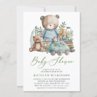 Blue Woodland We Can Barely Wait Boy Baby Shower
