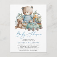 Blue Woodland We Can Barely Wait Boy Baby Shower