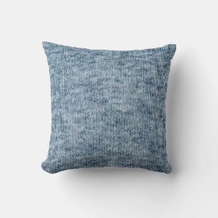 Blue Wool Texture, Knitting Closeup. Cushion