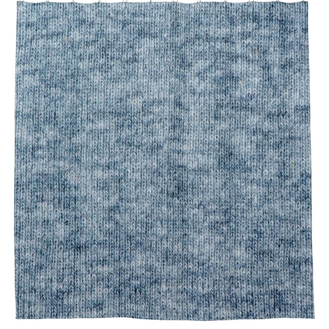 Blue Wool Texture, Knitting Closeup. Shower Curtain (Front)
