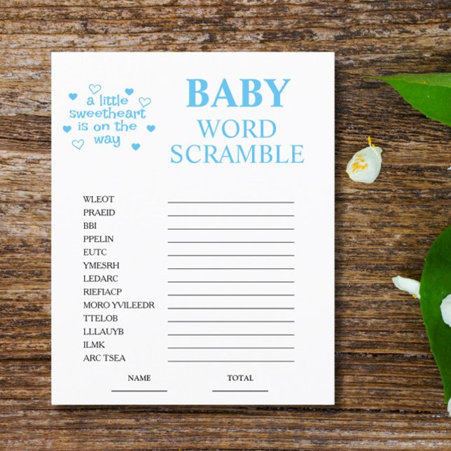 Blue Word Scramble Baby Shower Game (Creator Uploaded)