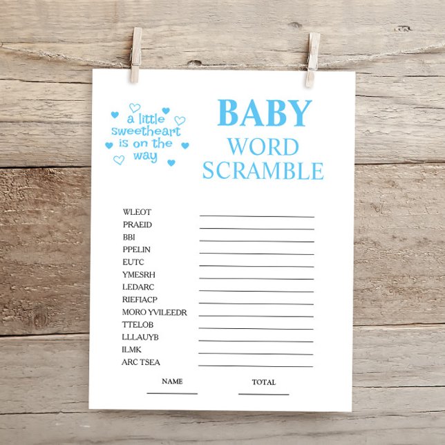 Blue Word Scramble Baby Shower Game (Creator Uploaded)