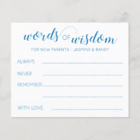 Blue Words of Wisdom New Parent Advice Baby Shower