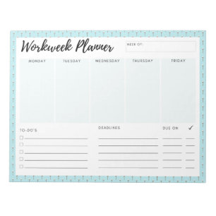 Blue Workweek Planner Notepad