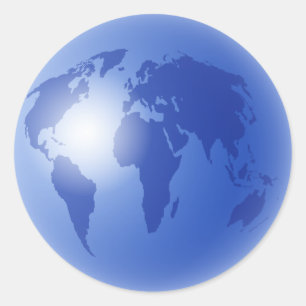Blue World Globe Classic Round Sticker