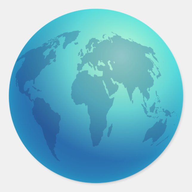 Blue World Globe Classic Round Sticker (Front)