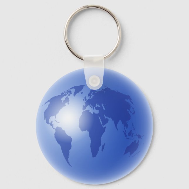 Blue World Globe Key Ring (Front)