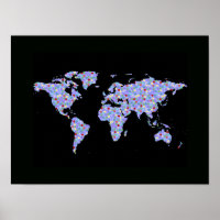 Blue World Map and colour dots