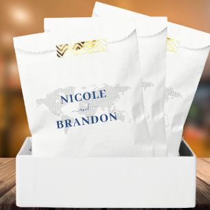 Blue World Map Destination Wedding Favour Bags
