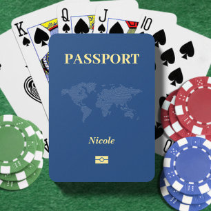 Blue World Map Passport Playing Cards