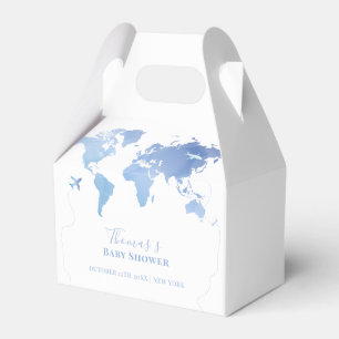 Blue World Map Travel Adventure Baby Shower Favour Box