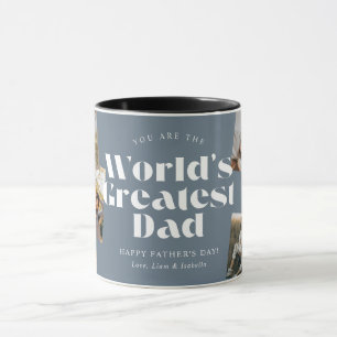Blue World's Greatest Dad 6 Photo Collage Mug