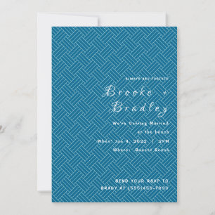 Blue Woven Texture Wedding Invitation