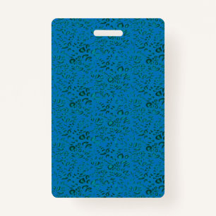 Blue wrapping paper featuring a geometric pattern ID badge