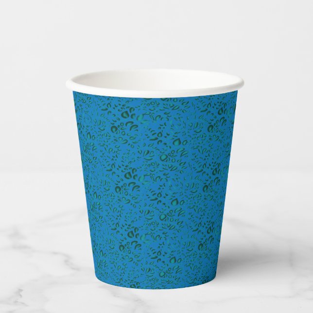 Blue wrapping paper featuring a geometric pattern  paper cups (Front)