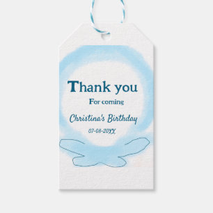 Blue wreath floral watercolor thank you for coming gift tags