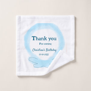 Blue wreath floral watercolor thank you for coming wash cloth
