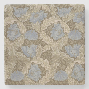 Blue Wreath Pattern (by William Morris) Stone Coaster