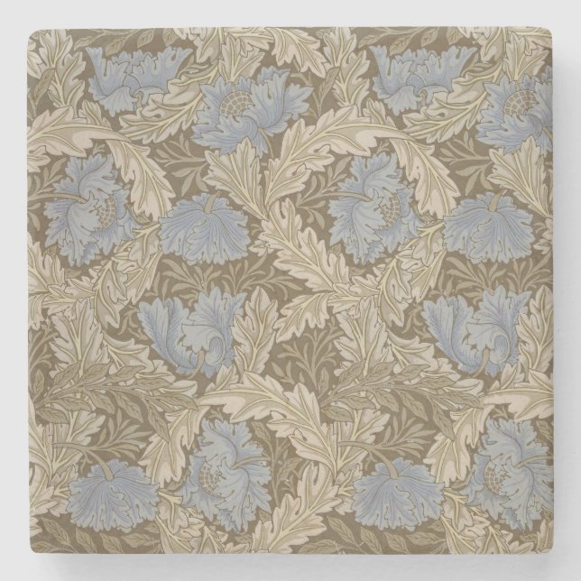Blue Wreath Pattern (by William Morris) Stone Coaster (Front)
