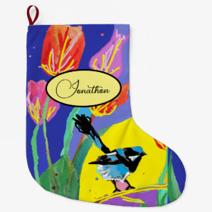 Blue Wren Australian Bird Birds Christmas Stocking