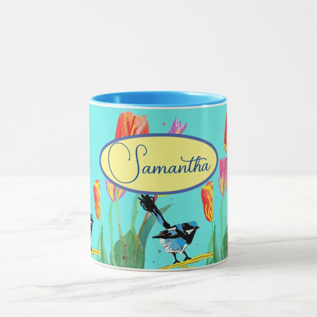 Blue Wren Australian Bird Birds Womans Name Mug (Center)