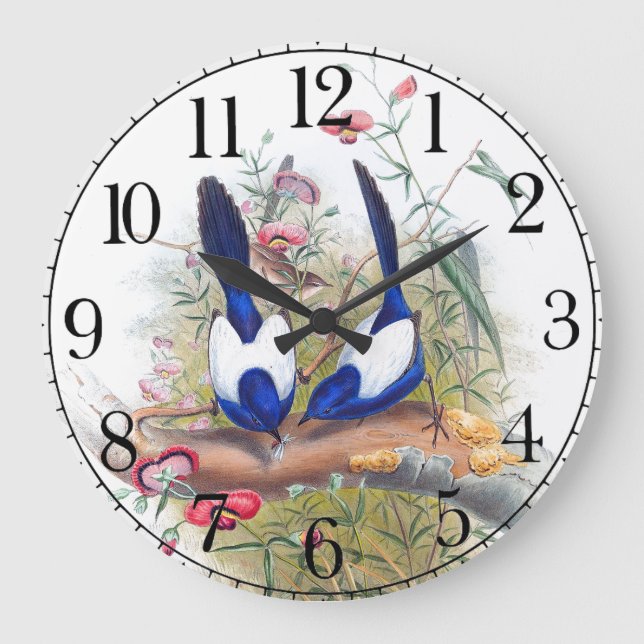 Blue Wren Birds Wildlife Animals Wall Clock (Front)