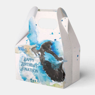 Blue Wren Watercolor Happy Birthday Wrens Aqua Favour Box