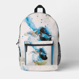 Blue Wren Watercolour Painting Australian Birds Printed Backpack
