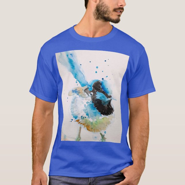 Blue Wren Watercolour Painting Australian Birds T-Shirt (Front)
