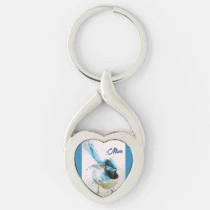 Blue Wren Wrens Watercolour Baby Blue Australian Key Ring