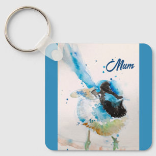 Blue Wren Wrens Watercolour Baby Blue Australian Key Ring