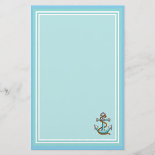 Blue Writing Paper with Anchor