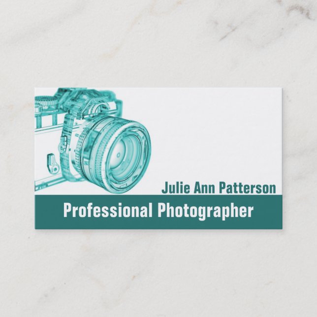 Blue X-Ray Camera Photographer Business Cards (Front)