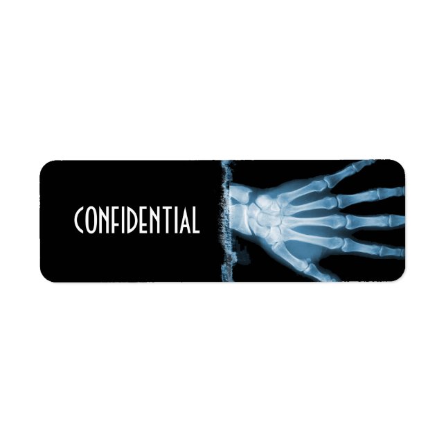 Blue X-ray Skeleton Hand CONFIDENTIAL Labels (Front)