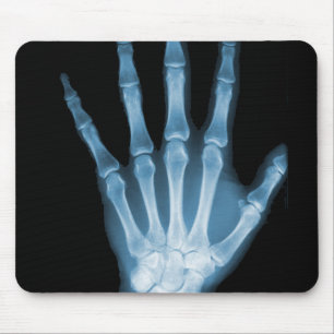 Blue X-ray Skeleton Hand Mouse Mat