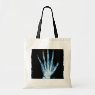 Blue X-ray Skeleton Hand Tote Bag