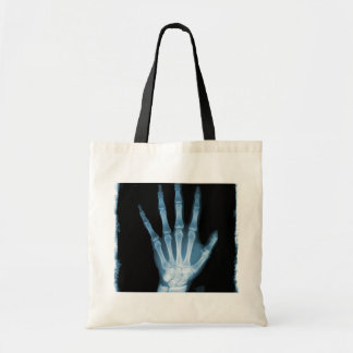 Blue X-ray Skeleton Hand Tote Bag