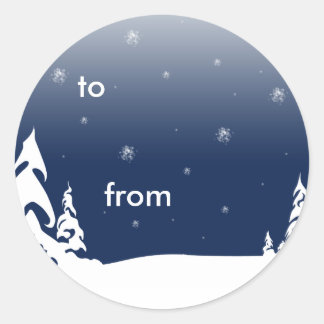 blue xmas classic round sticker