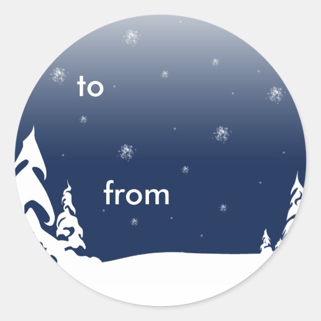 blue xmas classic round sticker (Front)