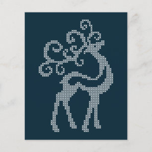 Blue xmas embroidery reindeer antlers seasonal