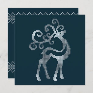 Blue xmas embroidery reindeer seasonal design