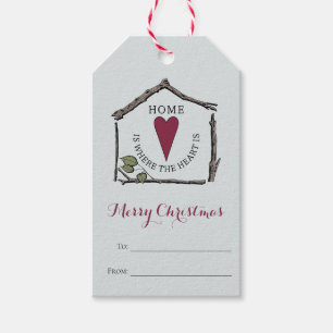Blue Xmas Home is Where the Heart Is TO FROM Gift Tags