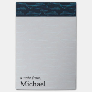 Blue Yacht Pattern Add Your Name Post-it Notes