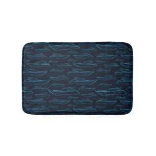 Blue Yacht Pattern Bath Mat