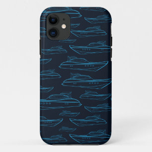 Blue Yacht Pattern iPhone 11 Case