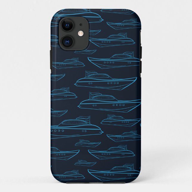 Blue Yacht Pattern Case-Mate iPhone Case (Back)