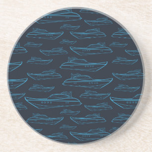 Blue Yacht Pattern Coaster